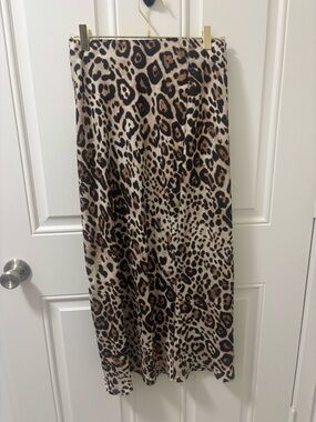 Zara Leopard Print Maxi Skirt - Brown & Black